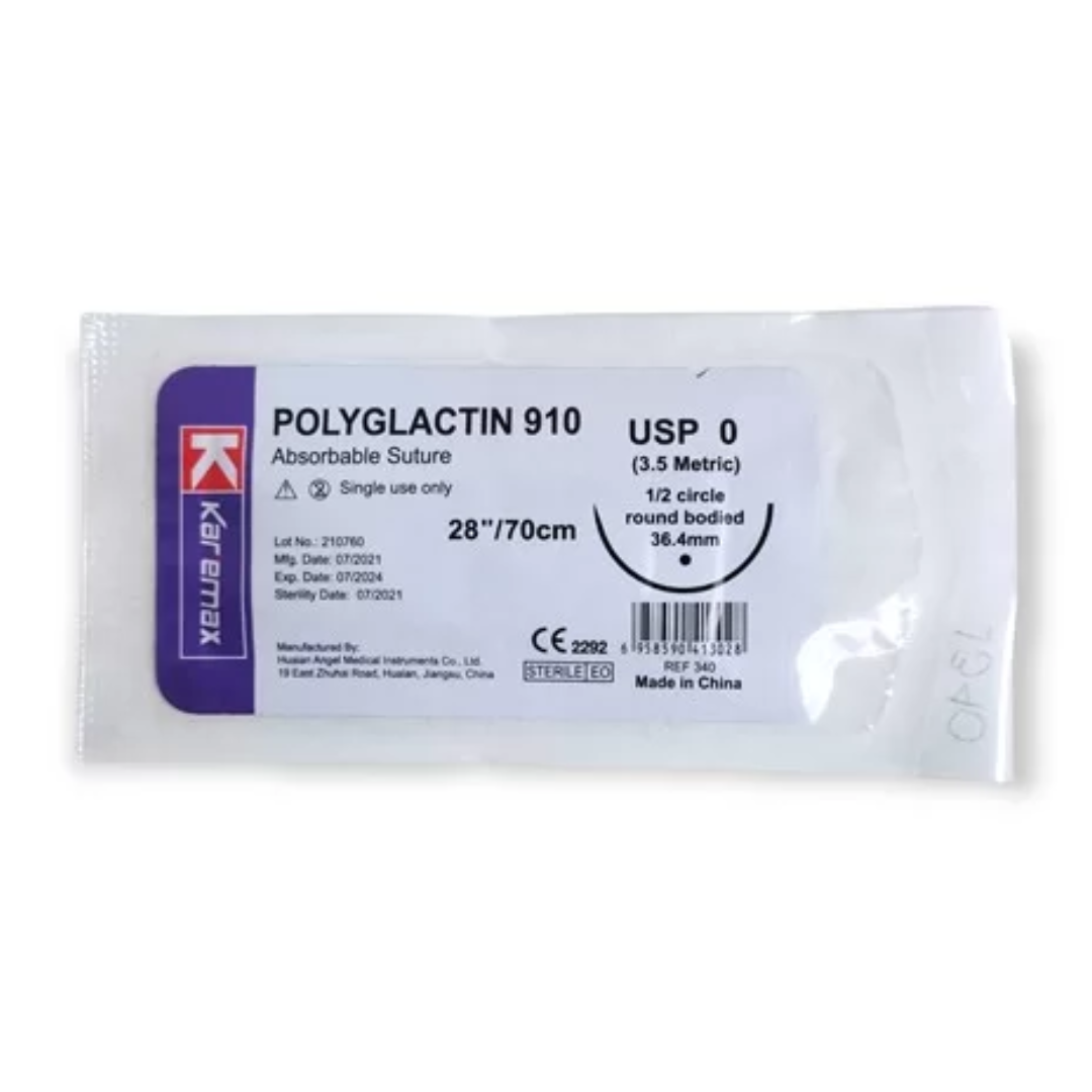 SUTURA VICRYL 0 AGUJA CURVA 36.4MM 70CM X 1 UND